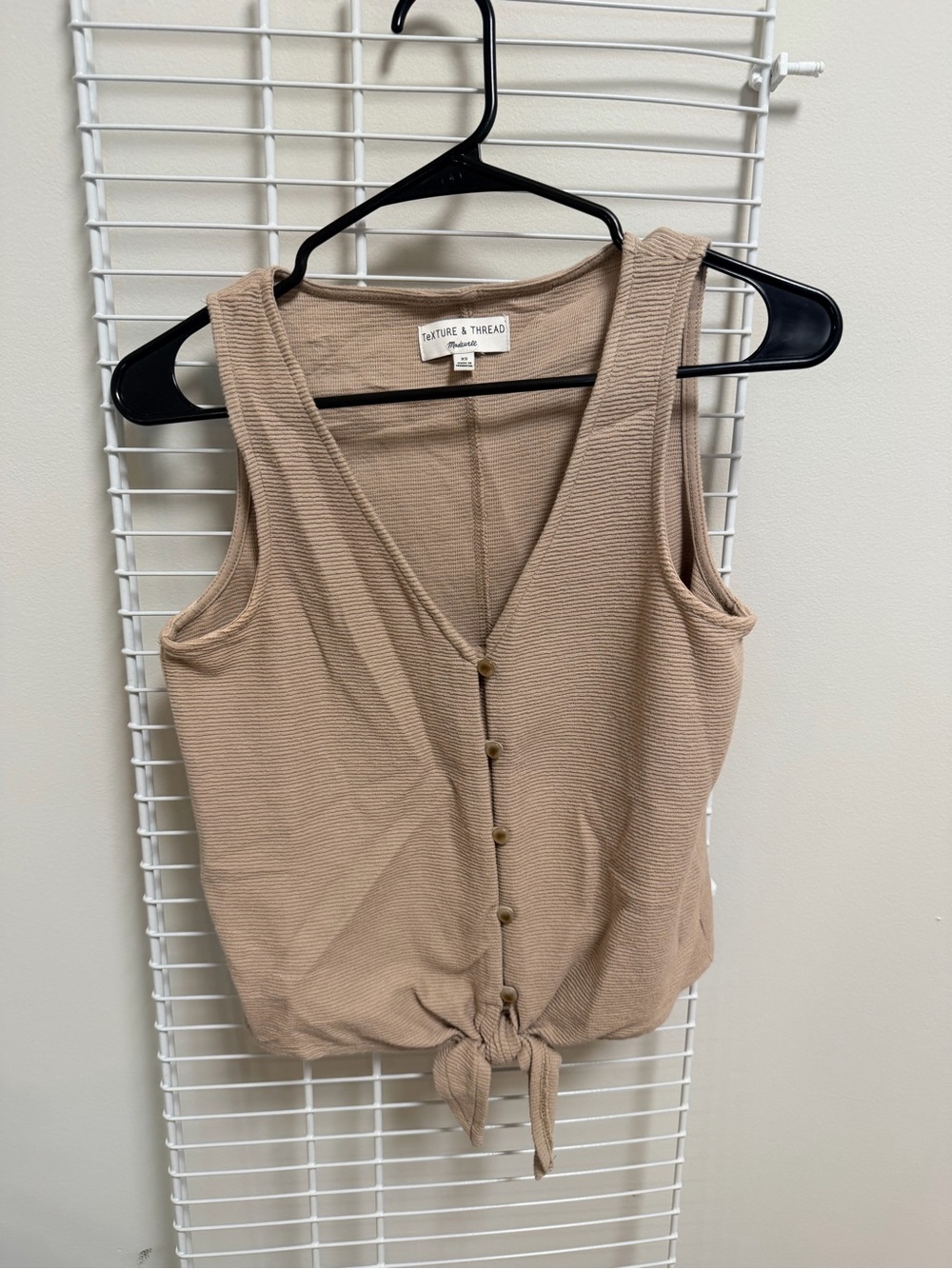 Madewell Cream Ribbed Tie-Front Tank - Picture 3 of 3